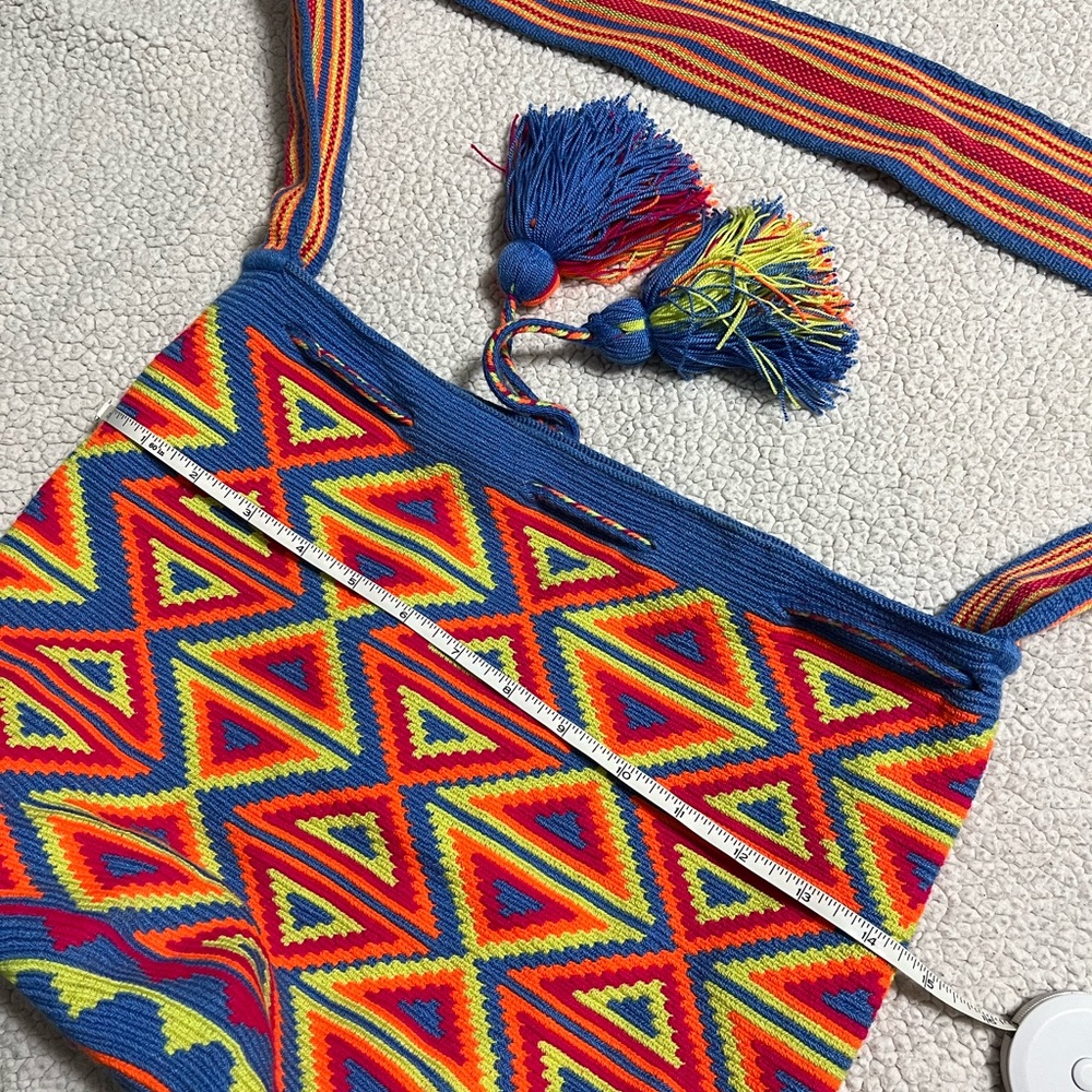 Colorful Geometric Patterned Women's Bag. Colombian hand made mochila preloved